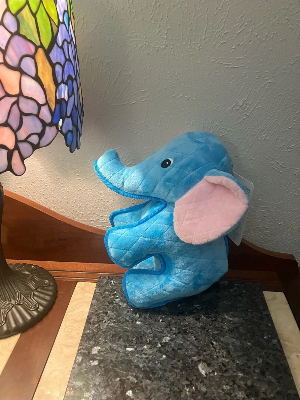 Blue Plush Elephant Dog Toy - Soft Squeaky Chew Toy